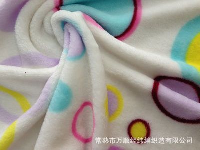 【廠家供應各種法蘭絨素色 印花 面料 毛毯 批發雙面印花法蘭絨】價格,廠家,圖片,針織面料,常熟市萬順經緯編織造-