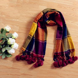 2014秋冬首發日韓時尚格子毛織毛毛球百搭圍巾211